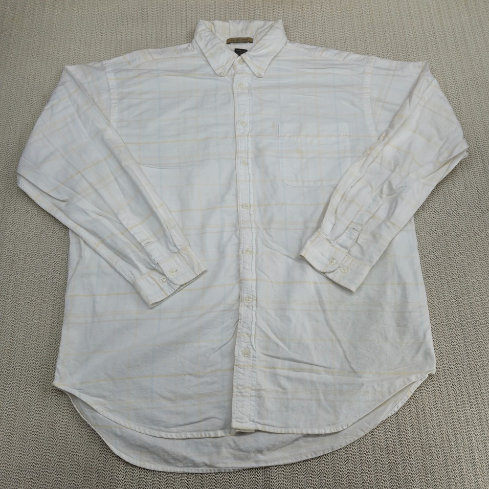 Naturalife The Big Shirt Mens Extra Large White Yellow Plaid Button Up Down